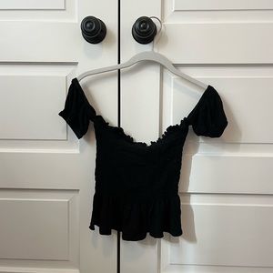 LA hearts off the shoulder crop top